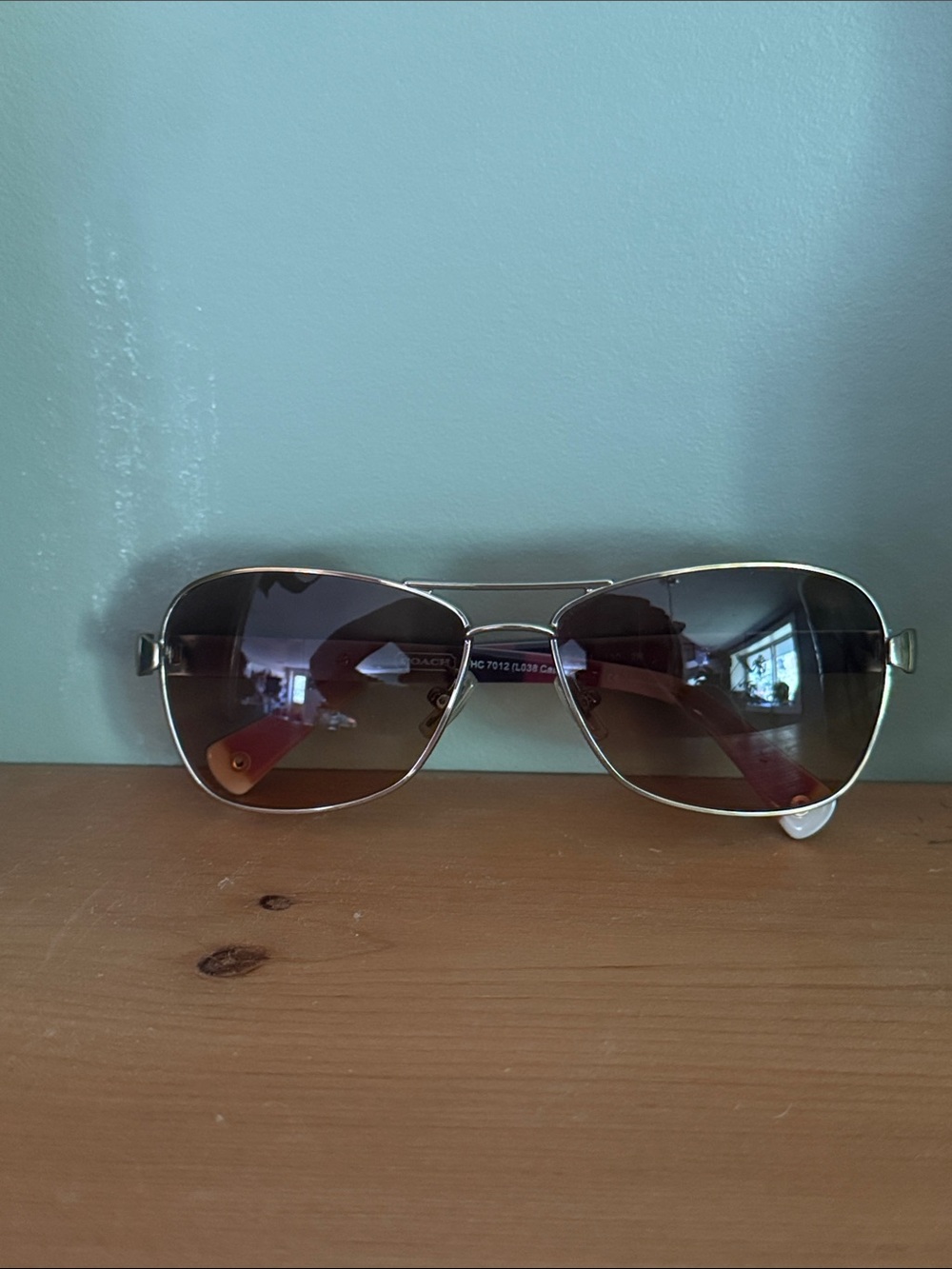 Coach Caroline Gold Frame Brown Lens Aviator Sunglasses
